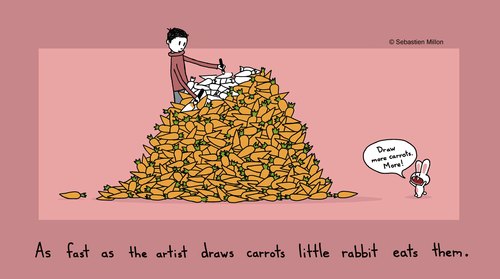 Cartoon: Bunny Needs Carrots (medium) by sebreg tagged carrots,rabbit,artist,silly,humor