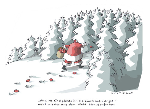 Cartoon: Angst (medium) by Mattiello tagged weihnachtsmann,nikolaus,santa,claus,winter,mattiello,weihnachtsmann,nikolaus,angst,kultur,tradition,äpfel,winter