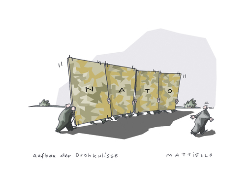 Cartoon: Drohkulisse (medium) by Mattiello tagged ukraine,russland,putin,nato,osteuropa,baltikum,ostukraine,krim,ukraine,russland,putin,nato,osteuropa,baltikum,ostukraine,krim