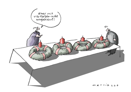 Cartoon: Einer mit vier (medium) by Mattiello tagged advent,brauchtum,kommunikation,advent,brauchtum,kommunikation