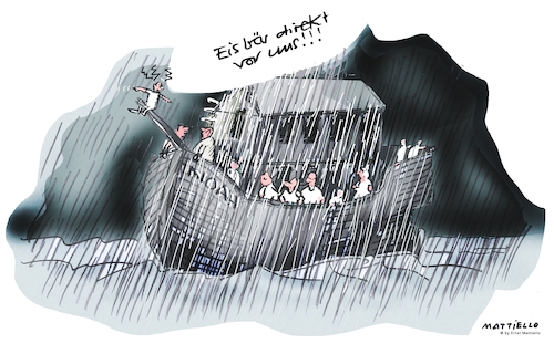 Cartoon: Eisbär (medium) by Mattiello tagged sinthflut,arche,meer,sturm,regen,seenot,flucht,untergang,sinthflut,arche,meer,sturm,regen,seenot,flucht,untergang
