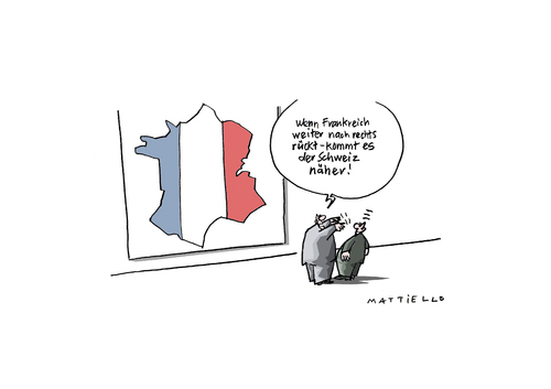Cartoon: Frankreich (medium) by Mattiello tagged rectsruck,schweiz,fremdenfeindlichkeit,faschismus,national,front,france,frankreich,pen,le,le,pen,frankreich,france,front,national,faschismus,fremdenfeindlichkeit,schweiz,rectsruck