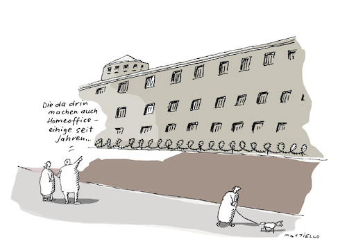 Cartoon: Homeoffice (medium) by Mattiello tagged corona,pandemie,lockdown,arbeitsplatz,quarantäne,corona,pandemie,lockdown,arbeitsplatz,quarantäne