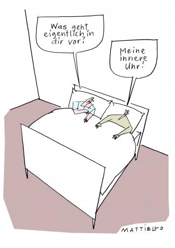 Cartoon: Innere Uhr (medium) by Mattiello tagged mann,frau,paar,beziehung,krise,alter,beziehung,mann,frau,partnerschaft,ehe,ehepaar,paar,partner,midlife crisis,lebenskrise,altern,alter,uhr,zeit,alt,generation,leben,krise,midlife,crisis