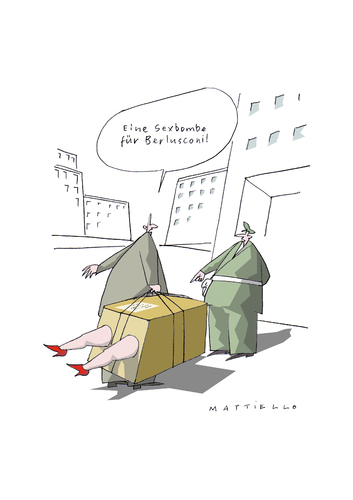 Cartoon: Post (medium) by Mattiello tagged berlusconi,silvio berlusconi,sexbombe,bombe,italien,anschlag,päckchen,post,terror,terrorismus,drohung,silvio,berlusconi
