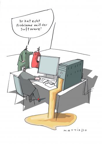 Cartoon: Softwareproblem (medium) by Mattiello tagged computer,software,it,büro,technik,computer,software,it,büro,technik,rechner,technologie,probleme,hardware,techniker