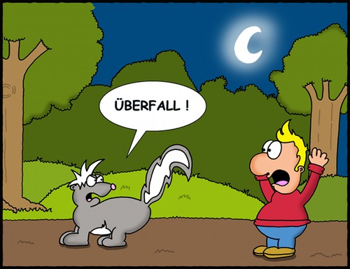 Cartoon: Nachts im Park... (medium) by sinnfrei-cartoons tagged nacht,park,stinktier,überfall