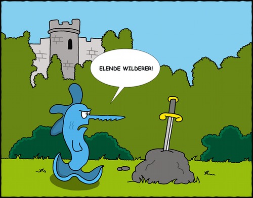 Cartoon: Schwertkampf (medium) by sinnfrei-cartoons tagged schwertfisch,schwert,excalibur