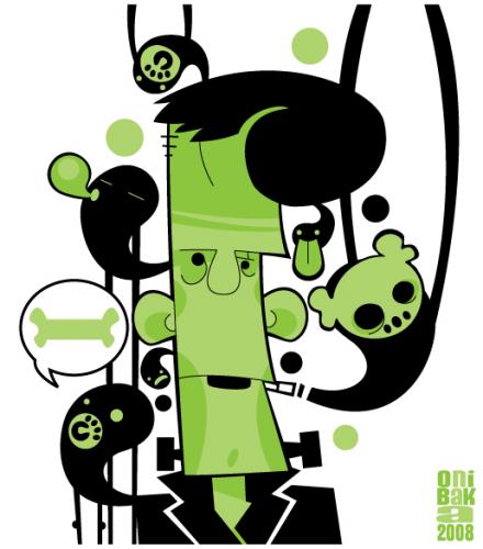 Cartoon: Frank-a-billy (medium) by OniBaka tagged pop,popart,art,illustrator,vector,vectorial,horror,cartoon,cute,kawaii,skul,bones