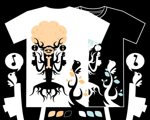 Cartoon: t-shirt for contest (medium) by OniBaka tagged living,dead,wood,skul,bones,design,illustrator,vectorial,pop,popart