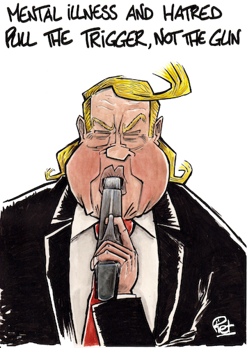Cartoon: Donald Trump clears guns (medium) by Piet_cartoonist tagged donald,trump,guns,nra,weapons,usa