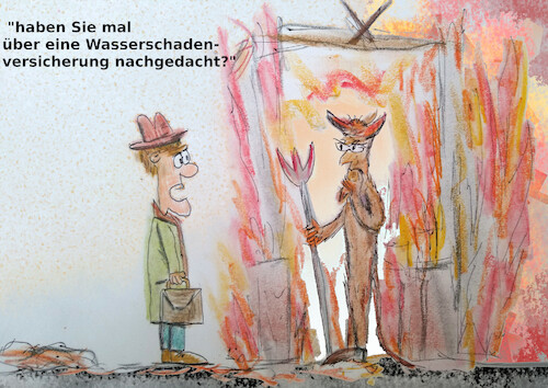 Cartoon: argument (medium) by ab tagged vertreter,versicherung,hölle,feuer,teufel