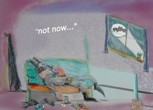Cartoon: bat timing (medium) by ab tagged batman,night,couch,signal