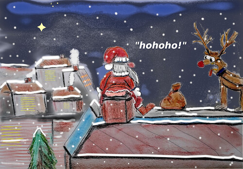 Cartoon: bei den bösen kindern (medium) by ab tagged nikolaus,santa,claus,kinder,kamin,geschenke,hintern,rentier