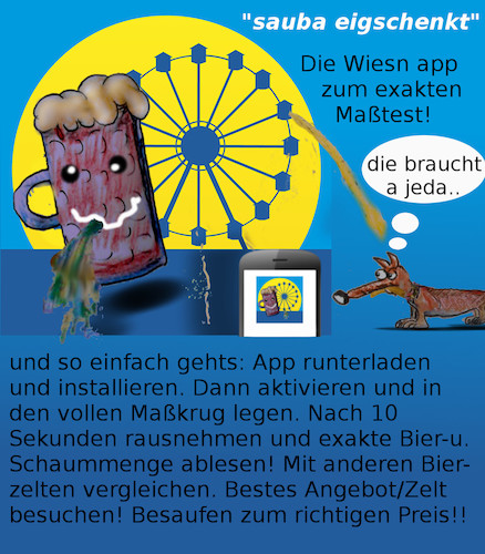 Cartoon: biercheck (medium) by ab tagged münchen,bayern,oktoberfest,wiesn,bier,menge,mass,trinken,app,smartphone,rausch