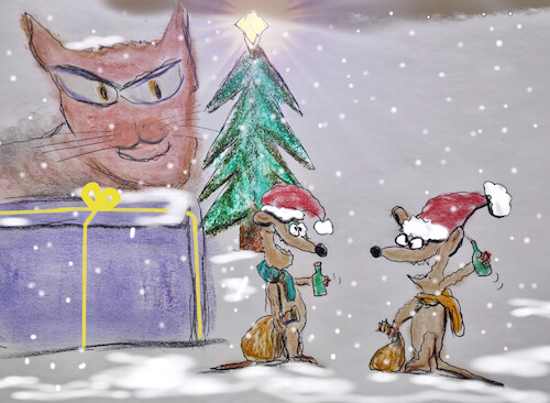 Cartoon: boxing day (medium) by ab tagged uk,holiday,christmas,gift,tradition,cat,mice