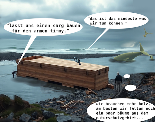 Cartoon: der gute deutsche am sonntag (medium) by ab tagged deutschland,ostsee,buckelwal,umwelt,meer,tod