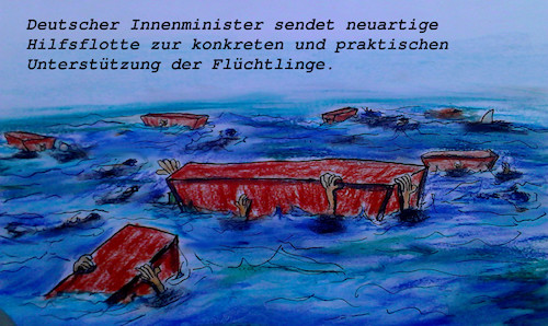 Cartoon: der gute horst (medium) by ab tagged flüchtlinge,mittelmeer,see,not,deutschland,innenminister,seehofer,ertrinken