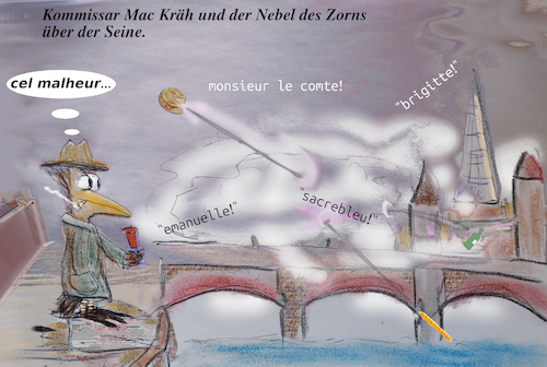 Cartoon: diffus (medium) by ab tagged frankreich,paris,kommissar,president,macron,frau,nebel,fluss,verrückt