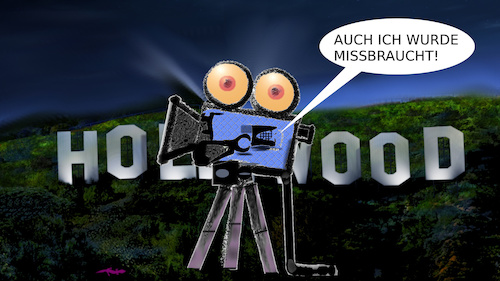 Cartoon: es hört nicht auf (medium) by ab tagged hollywood,missbrauch,film,kamera