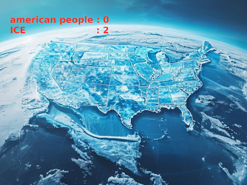 Cartoon: frozen (medium) by ab tagged us,usa,president,ice,cold,troops,police,war,murder,civilwar,shooting,trump