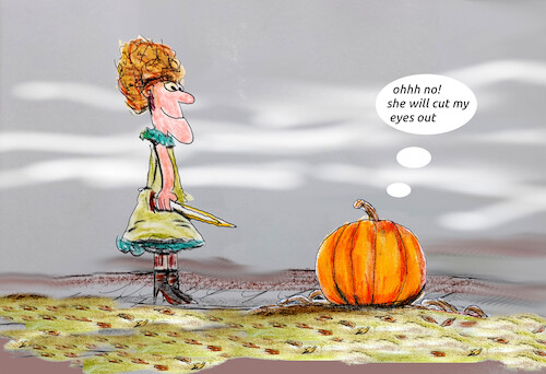 Cartoon: halloween horror (medium) by ab tagged halloween,pumpkin,knife