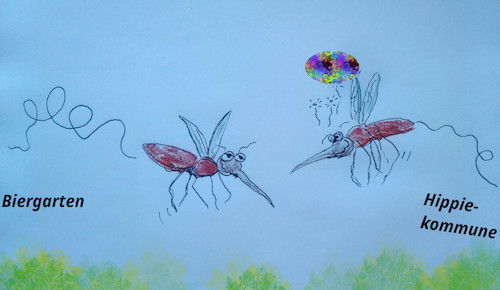 Cartoon: insektensommer (medium) by ab tagged mosquito,insekten,blut,bier,drogen