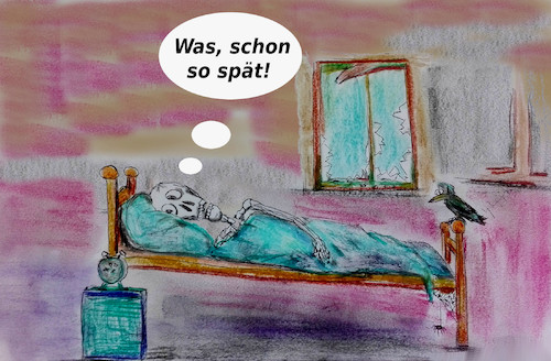 Cartoon: langschläfer (medium) by ab tagged bett,schlaf,ewiger,tod