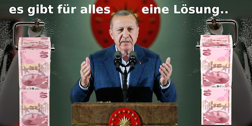 Cartoon: lira absturz (medium) by ab tagged türkei,lira,geld,wert,verlust,staatschef,erdogan