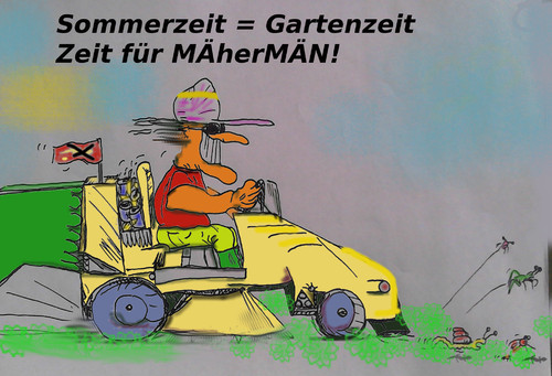 Cartoon: MÄhermän (medium) by ab tagged rasenmäher,mähen,grten,rasen,natur