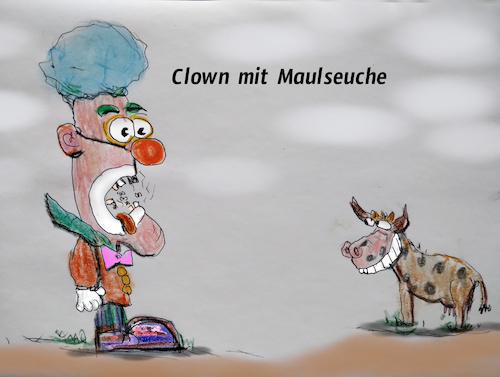 Cartoon: paradoxon (medium) by ab tagged clown,klauen,maul,krankheit,spaß,kuh,rind