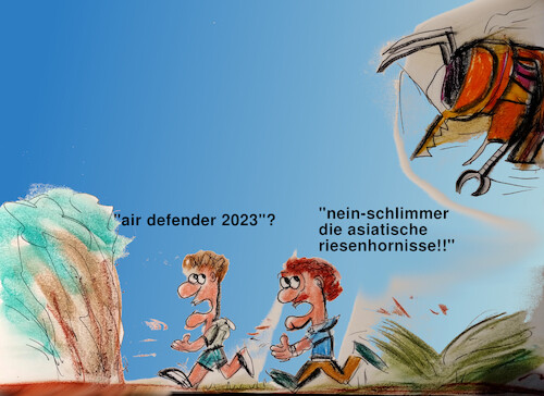 Cartoon: sommer 23 (medium) by ab tagged europa,krieg,russland,ukraine,nato,waffen,china,asien,insekten,mutation,angst,terror,natur