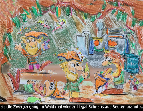Cartoon: tief im wald (medium) by ab tagged wald,zwerg,frucht,alkohol