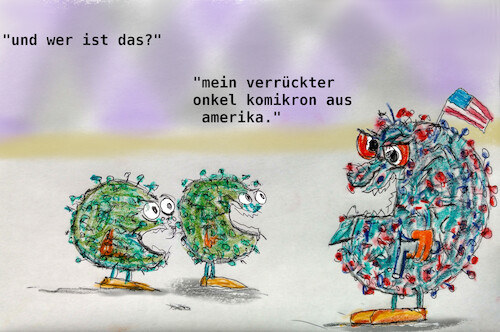 Cartoon: verwandschaft (medium) by ab tagged corona,virus,mutation,europa,deutschland,usa