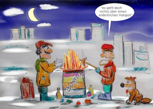 Cartoon: wärmend (medium) by ab tagged winter,corona,deutschland,virus,stadt,land,infektion,zahl,impfstoff,feuer,nacht