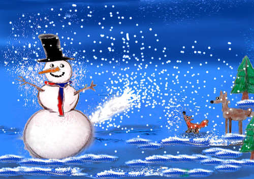 Cartoon: winterfreuden (medium) by ab tagged winter,schnee,flocken,mann