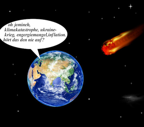 Cartoon: wochenende (medium) by ab tagged erde,welt,katastrophen,krisen,ende,untergang,meteor