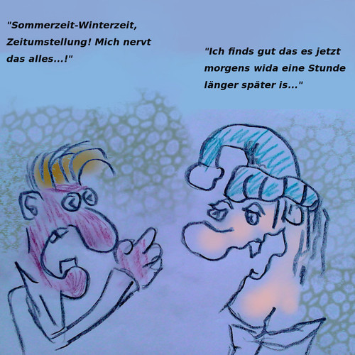 Cartoon: zeitigspät (medium) by ab tagged zeitumstellung,winterzeit