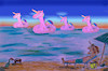 Cartoon: seamonsters (small) by ab tagged plastic,swimming,unicorn,holidays,beach