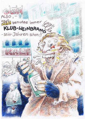 Cartoon: Klub-Weinbrand (medium) by nick lopez tagged weinbrand,werbung,penner,