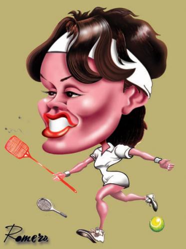 Cartoon: Martina (medium) by Romero tagged deporte,caricatura,dibujo,tenis,martina,suiza,campeona,caricature,woman,art,portrait,sport