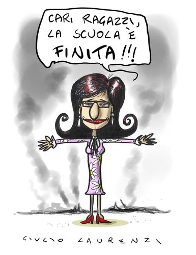 Cartoon: La scuola e finita (medium) by Giulio Laurenzi tagged finita
