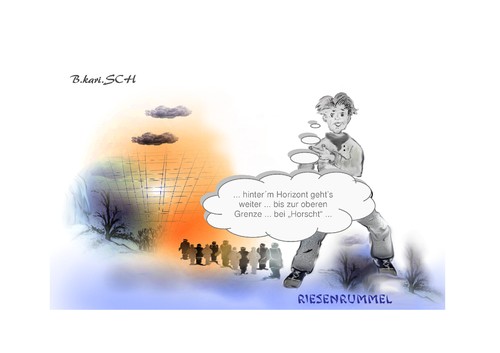 Cartoon: Riesenrummel (medium) by BES tagged politik,menschen,seehofer,obergrenze,flüchtlinge