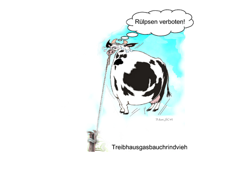 Cartoon: Treibhausgasbauchrindvieh (medium) by BES tagged forschung,technik,wissenschaft,politik,wirtschaft,landwirtschaft,natur,umwelt,planet,erde,entdeckungen,tiere,klima