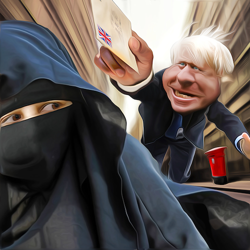 Cartoon: Avant la lettre (medium) by Bart van Leeuwen tagged boris,burka,letterbox,islam,uk