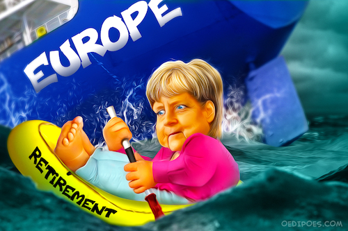 Cartoon: Merkel Leaving (medium) by Bart van Leeuwen tagged angela,merkel,retirement,leaving,eu,europe,pension