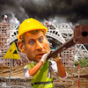 Cartoon: Construction worker (small) by Bart van Leeuwen tagged gilets,jaunus,yellow,vests,paris,riots,macron