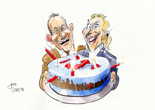 Cartoon: 10 Jahre AfD (medium) by Paolo Calleri tagged parteien,bundestag,parlament,deutschland,afd,alternative,rechtsextremismus,rechtspopulisten,nationalkonservativ,jubilaeum,geburtstag,gruendung,chrupalla,weidel,karikatur,cartoon,paolo,calleri,parteien,bundestag,parlament,deutschland,afd,alternative,rechtsextremismus,rechtspopulisten,nationalkonservativ,jubilaeum,geburtstag,gruendung,chrupalla,weidel,karikatur,cartoon,paolo,calleri