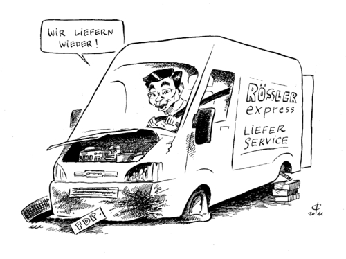 Cartoon: Ab die Post (medium) by Paolo Calleri tagged kurs,umfragetief,umfragewerte,liberale,rostock,parteitag,fdp,roesler,philipp
