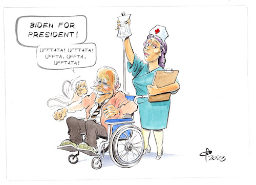 Cartoon: Älteste Demokratie (medium) by Paolo Calleri tagged usa,joe,biden,praesidentschaft,wahl,amtszeit,alter,demokraten,parteien,politik,karikatur,cartoon,paolo,calleri,usa,joe,biden,praesidentschaft,wahl,amtszeit,alter,demokraten,parteien,politik,karikatur,cartoon,paolo,calleri